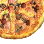 PIZZA FRANCESCO (paradicsom, sajt, sonka, kolbász, gomba, füstölt sajt)